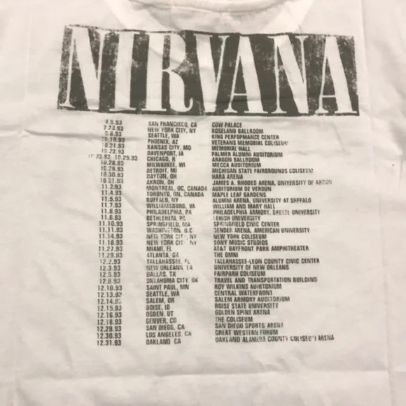 SOLD OUT White Nirvana Vintage Concert Band T-Shirt - Picture 7 of 7